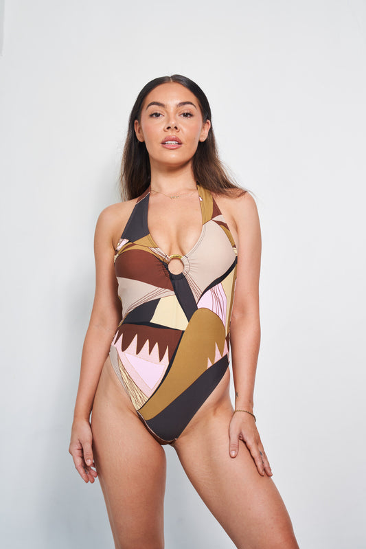 Kaye swimsuit - Brown Pink Mozaic