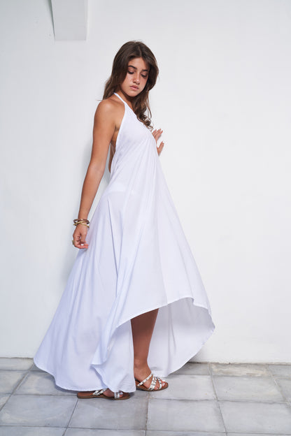 Belle halter dress – White