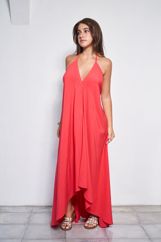 Belle halter dress - Red